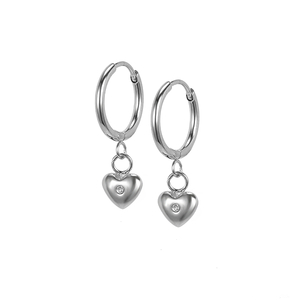 ER003 316 Stainless Steel Little Zircon Heart Pendant Earrings