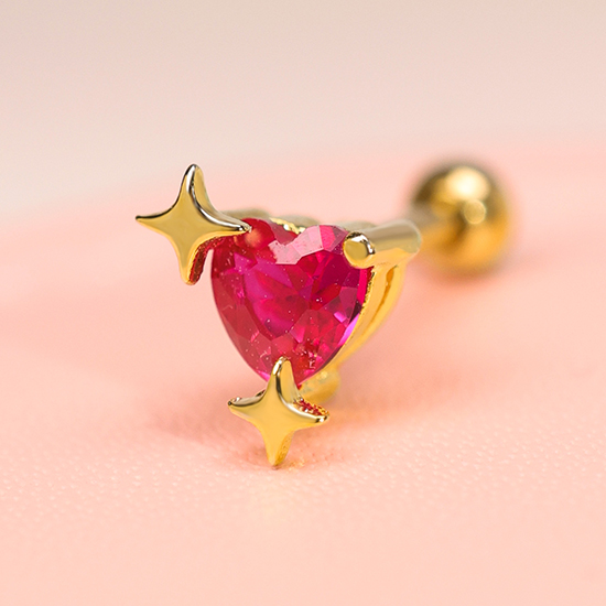 Pink Bubble Series Heart Zircon Star Cartilage Earrings Jewelry Wholesale