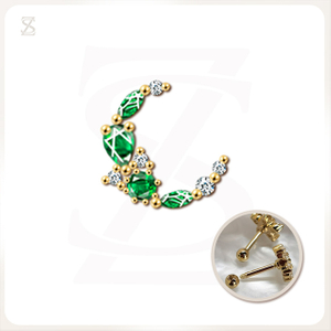 Tragus Daith Piercing Jewelry Green Zircon Gold Earring Design
