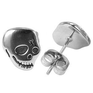 Stainless Steel Skull Design Snowflake Stud Earrings