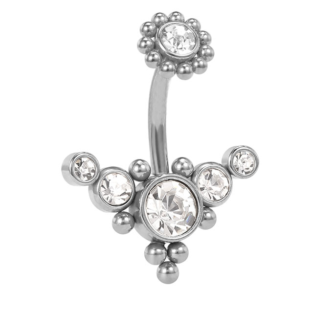 Stainless Steel Pendant Multiple Shiny Zircon Belly Button Ring