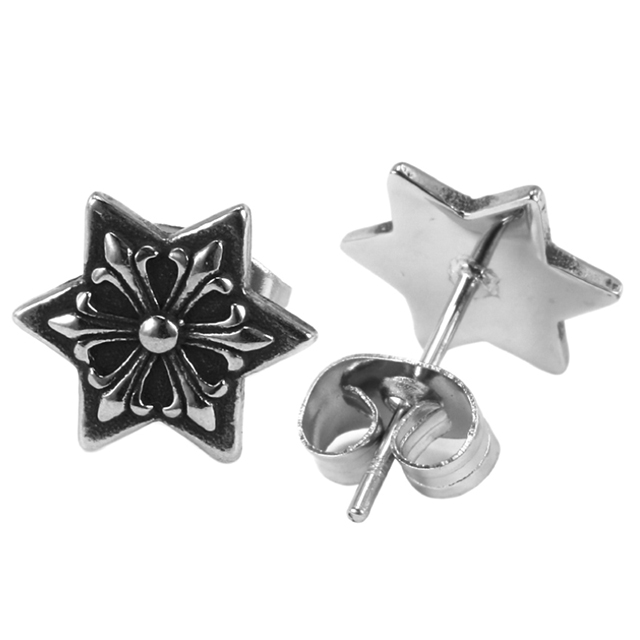 Stainless Steel Hexagon Design Snowflake Stud Earrings