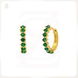Green Hoop Earrings Zircon Huggie Earring Jewelry Factory