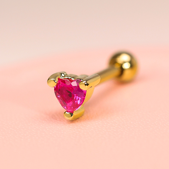 Pink Bubble Series Heart Zircon Shape Cartilage Earrings Jewelry Wholesale