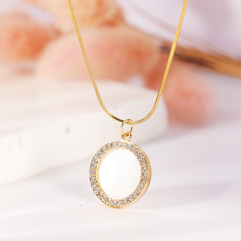 Stainless Steel Pendant Necklace White Shell Snake NXL159-SB-1