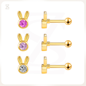 Pink Bubble Bunny Custom Pierced Stud Earrings