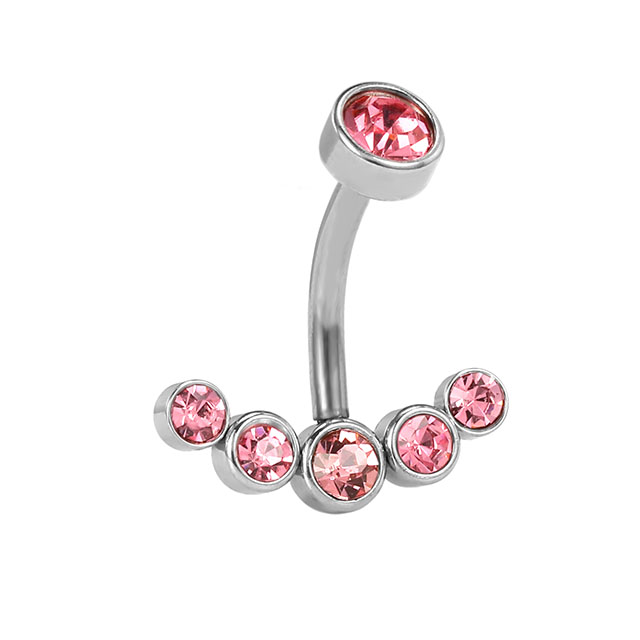 Stainless Steel Simple Shiny Zircon Belly Button Ring
