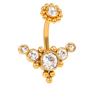 Stainless Steel Pendant Multiple Shiny Zircon Belly Button Ring